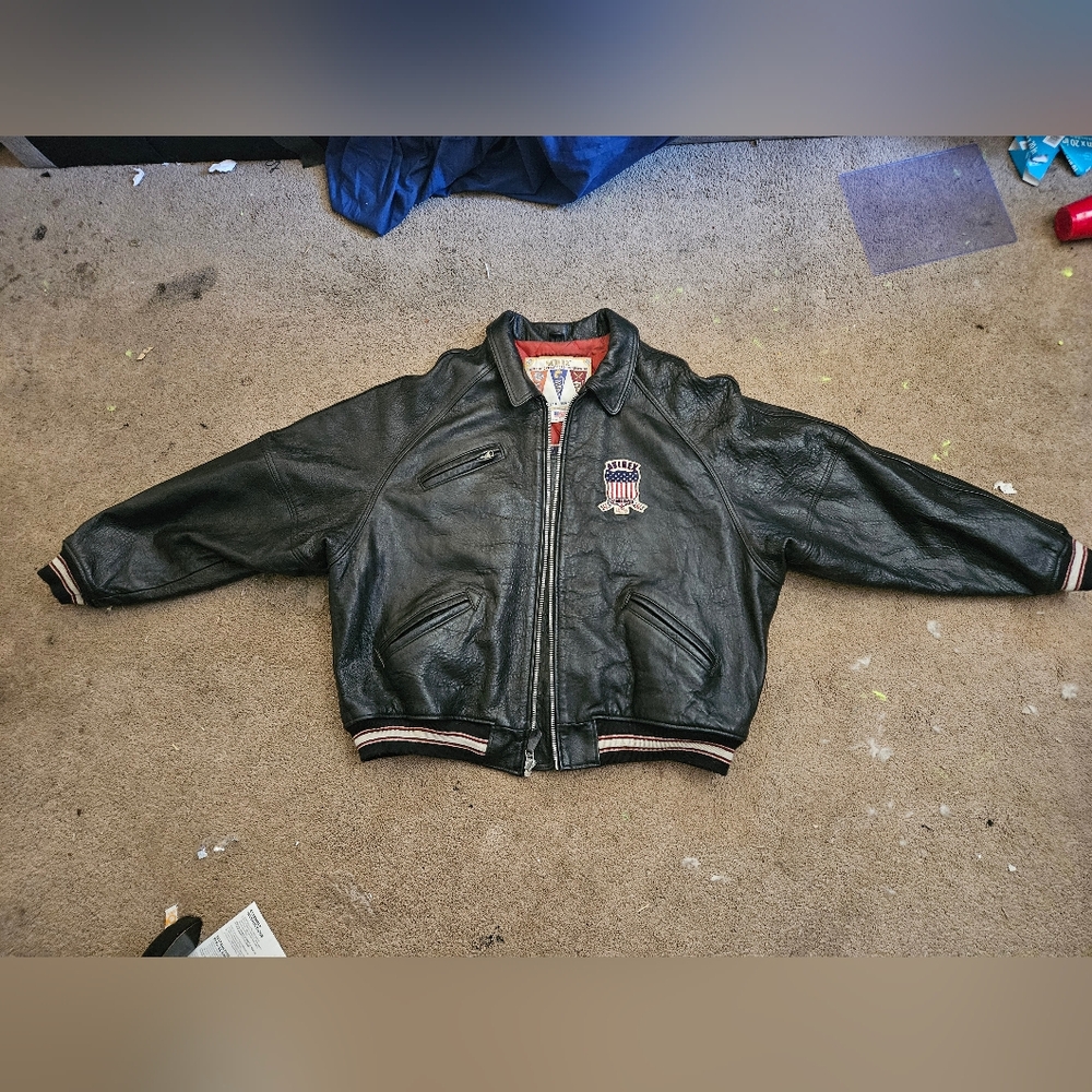 AVIREX USA 90'S VARSITY LEATHER JACKET 4X